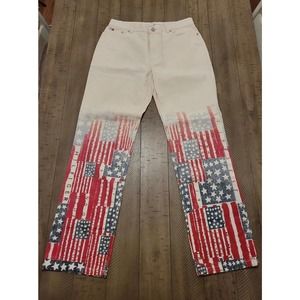 Tommy Hilfiger Jeans Designer USA Flag Leg Pants VTG Sz 6